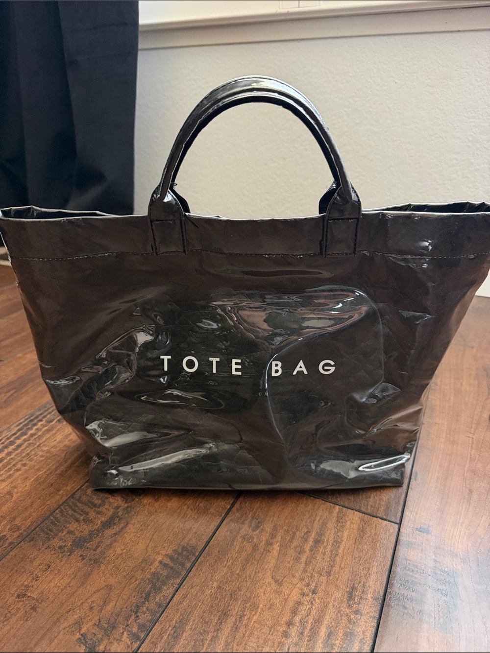 Tote Bag Black Glossy Vinyl Bag